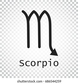 Scorpio zodiac sign. Flat astrology vector illustration on isolated background. Simple pictogram.