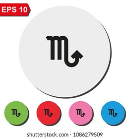 Scorpio zodiac sign flat round colorful vector icon.