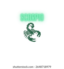 Símbolo Zodíaco Escorpião com Texto Brilhante