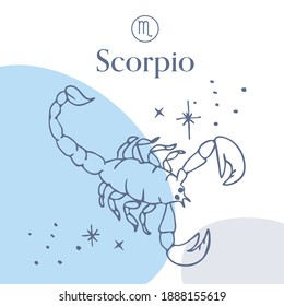 Scorpio Zodiac Sign Horoscope Collage of Illustrations and Vector Shapes 