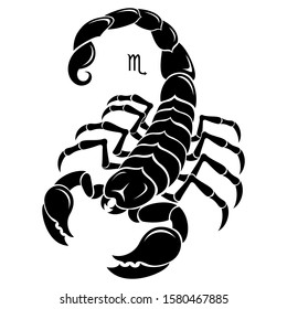 Scorpio zodiac sign. Horoscope. Silhouette isolated on white background.