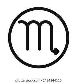 Scorpio zodiac sign icon black and white vector sign