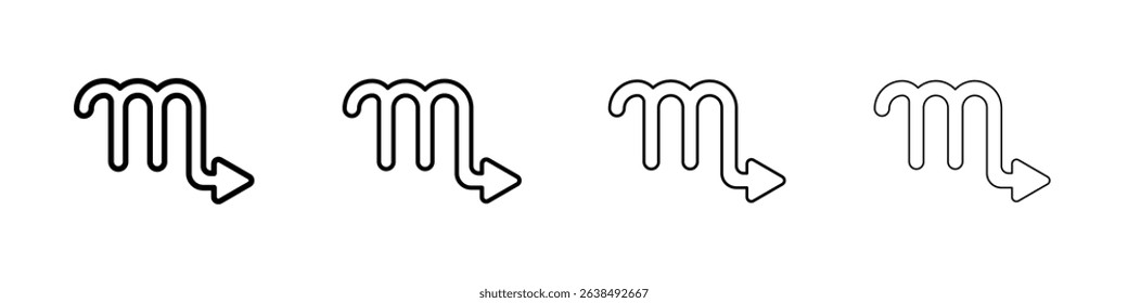 Scorpio zodiac sign icon Outline sign symbol set