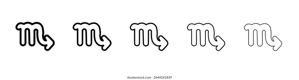 Scorpio zodíaco ícone sinal delineamento fino logotipo marca definida