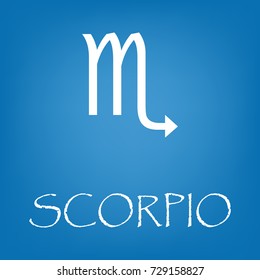 Scorpio zodiac sign icon. Vector simple illustration of Scorpio zodiac sign icon on blue background for any web design