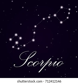 Scorpio Zodiac Sign isolated on dark background. Vector Illustration
