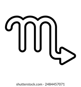 Scorpio zodiac sign linear logo mark in black and white