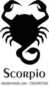 Scorpio, zodiac sign. Logo. Tattoo. Vector silhouette image.