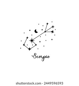 Scorpio zodiac sign with moon and stars