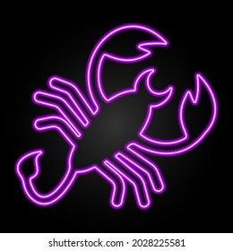 Scorpio zodiac sign neon, modern glowing banner design, colorful trend of modern design on black background. Vector illustration.