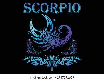 Scorpio Zodiac Sign T shirt Design Vector Illustration