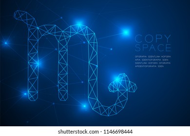 Scorpio Zodiac sign wireframe Polygon frame structure, Fortune teller concept design illustration isolated on blue gradient background with copy space, vector eps 10