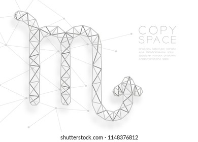 Scorpio Zodiac sign wireframe Polygon silver frame structure, Fortune teller concept design illustration isolated on white background with copy space, vector eps 10