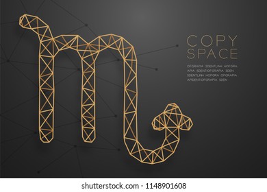 Scorpio Zodiac sign wireframe Polygon golden frame structure, Fortune teller concept design illustration isolated on black gradient background with copy space, vector eps 10