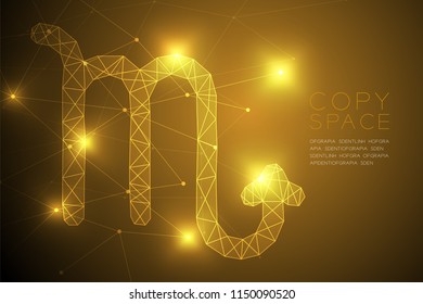 Scorpio Zodiac sign wireframe Polygon frame structure, Fortune teller concept design illustration isolated on gold gradient background with copy space, vector eps 10