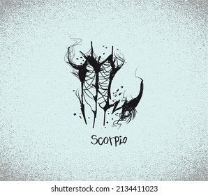 Scorpio. Zodiac signs in horror style. Vector illustration