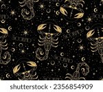 Scorpio zodiac star seamless pattern. Scorpio sign symbol stars Vector EPS10 , Design for fashion , fabric, textile, wallpaper, cover, web , wrapping and all prints