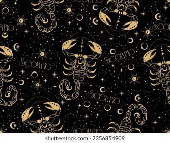 Estrella de zodiaco escorpio sin fisuras. Símbolos del símbolo del signo de Scorpio Estrellas Vector EPS10 , Diseño para moda , tela, textil, papel tapiz, cubierta, web , envoltura y todas las impresiones