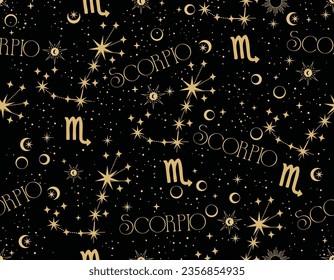 Scorpio zodiac star seamless pattern. Scorpio sign symbol stars Vector EPS10 , Design for fashion , fabric, textile, wallpaper, cover, web , wrapping and all prints