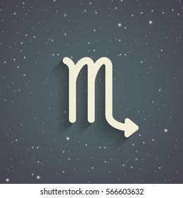 Scorpio zodiac symbol, zodiac icon on the background of gray starry sky