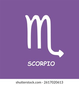 Scorpio zodiac symbol with purple color background