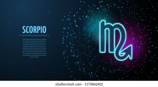 Scorpio zodiac symbol vector sign with silhouette. Poster design with place for text