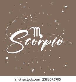 Scorpio zodiac typography and calligraphy, astrologi Scorpio element, Abstract illustration of the zodiac sign Scorpio, Icon Astrology Scorpio, Zodiac icon. Astrology. Vector illustrat