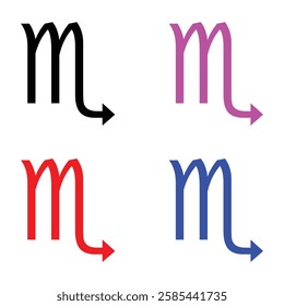 The Scorpio zodiac vector icon, minimalist in style, reflects the intense, mysterious, and passionate energy of the scorpion, embodying deep emotional power.

