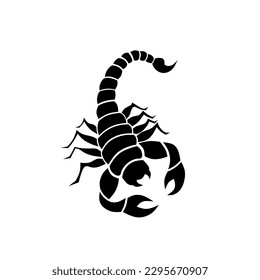 Scorpion animal silhouette illustration design vector in black color.  This animal is very dangerous because it has a deadly poison svg