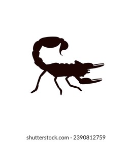 Escorpión arácnidos peligrosos insecto venenoso y símbolo zodiaco, silueta negra ilustración vectorial aislada en fondo blanco. Imagen de perfil de silueta del escorpión.