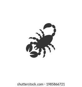 Un vector de icono negro de escorpión en un fondo blanco