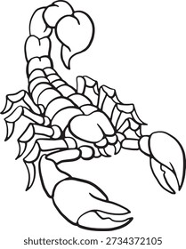 Scorpion Black and White Vector Illustration Desert Animal Line Art