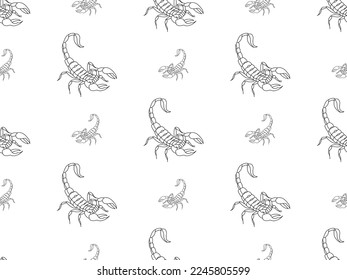 Scorpion cartoon character seamless pattern on white background