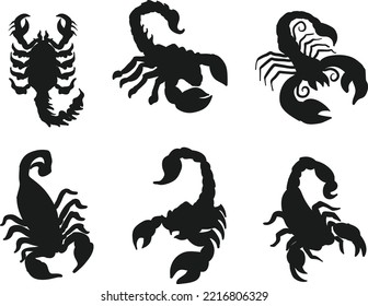 Scorpion collections isolated vector Silhouettes