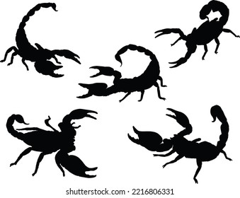 Colecciones de escorpión vector aislado Silhouettes