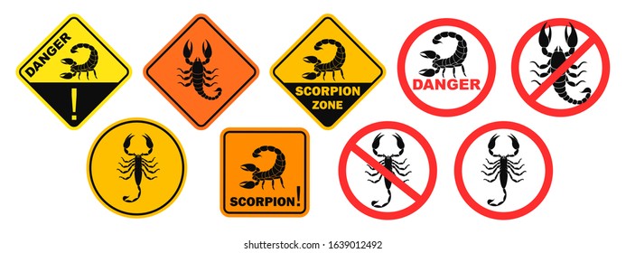 Scorpion danger sign. Isolated scorpion on white background