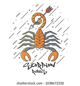 Scorpion design with typography design for poster and print design. Scorpion Rules . T-Shirt, Poster or Flyer design. Vector Illustration