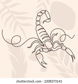 Scorpion Drawing In One Continuous Line, Isolated Vector