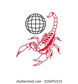 scorpion and globe vector illustration