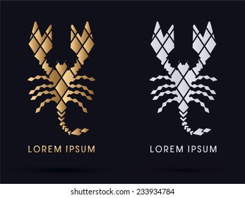 Scorpion , Gold and silver, abstract  icon, symbol, logo, Vector.