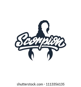 scorpion hand lettering typography vector