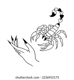 scorpion and hand vector illustration