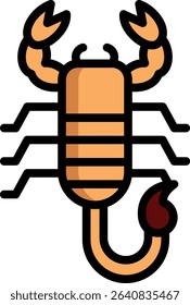 scorpion icon illustration design with filled outline, this is not made from any AI generation