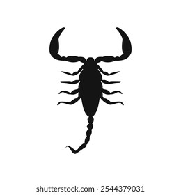 Icono del escorpión. Imagen aislada de la silueta del Vector blanco y negro del animal salvaje