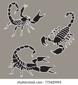 Scorpion Icon Set Vector Illustration