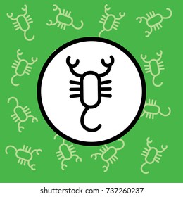 Scorpion icon sign and symbol on green background vector illustration