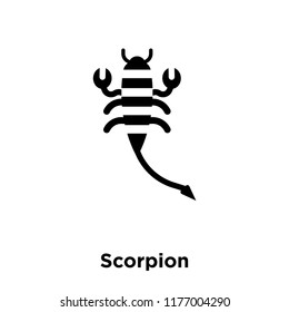 Scorpion icon vector isolated on white background, logo concept of Scorpion sign on transparent background, filled black symbol