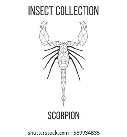 Scorpion insect geometric lines silhouette isolated on white background vintage vector design element illustration