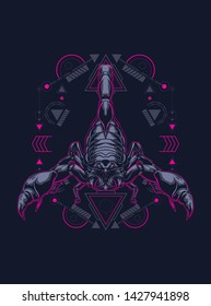 Scorpion King with sacred geometry pattern
