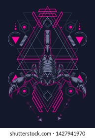 Scorpion King with sacred geometry pattern